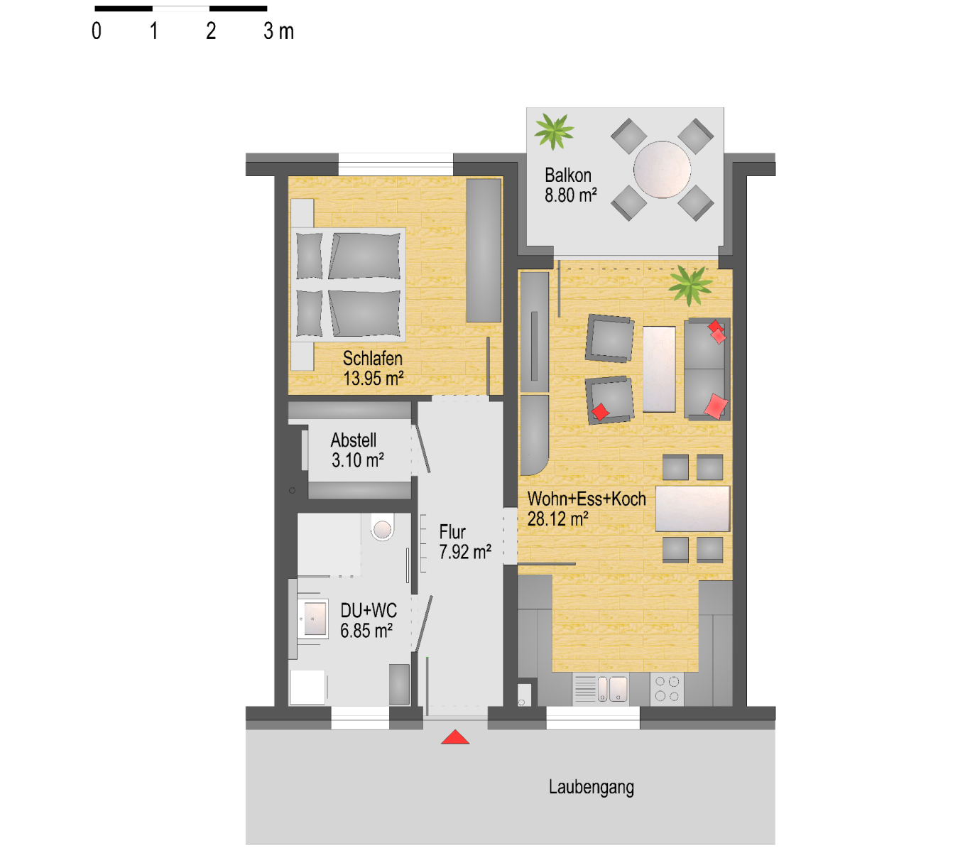 Grundriss 2-Zimmer-Wohnung